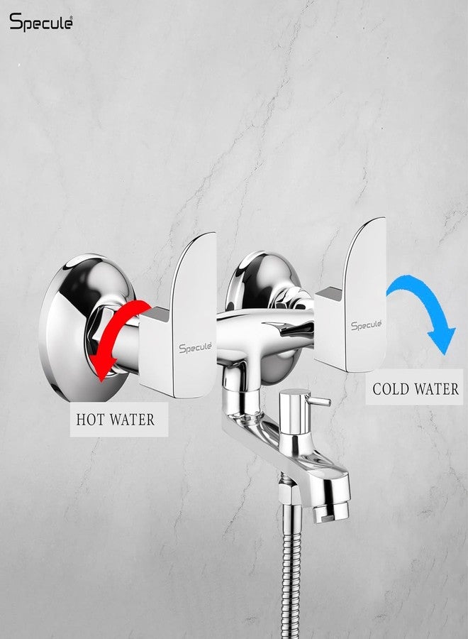 Specule Alive Brass, Wall Mixer with Handshower 2 in 1 | Wall-Mounted Hot & Cold Water Mixer | Durable Brass Construction | Modern Bathroom Fittings| Mixer Tap (Chrome Finish) - Image 4